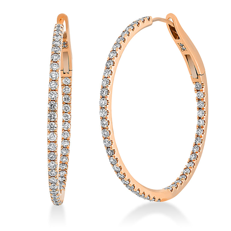 Creolen 18 kt RG, 90 Brill. 1,06 ct, W-si