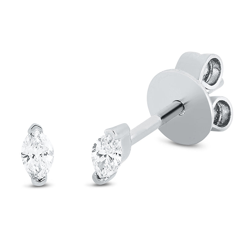 Ohrstecker 18 kt WG, 2 Nav. 0,09 ct, TW-si
