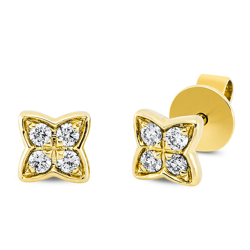 Ohrstecker 14 kt GG, 8 Brill. 0,13 ct, TW-si