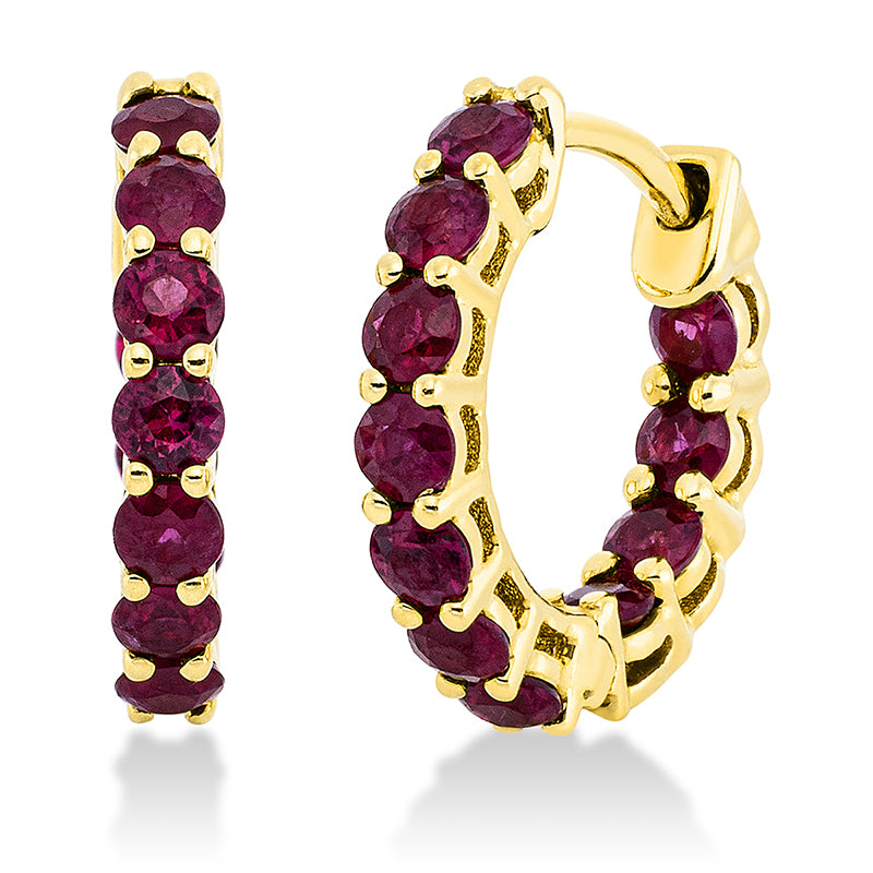 Creolen 18 kt GG, 22 Rubine 1,05 ct rot