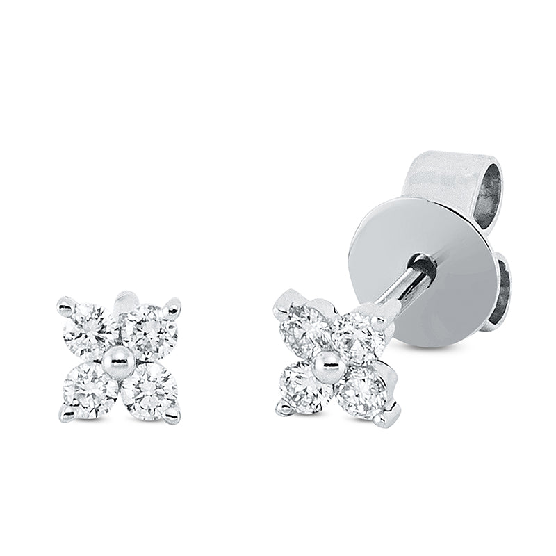 Ohrstecker 18 kt WG, 8 Brill. 0,16 ct, TW-vsi