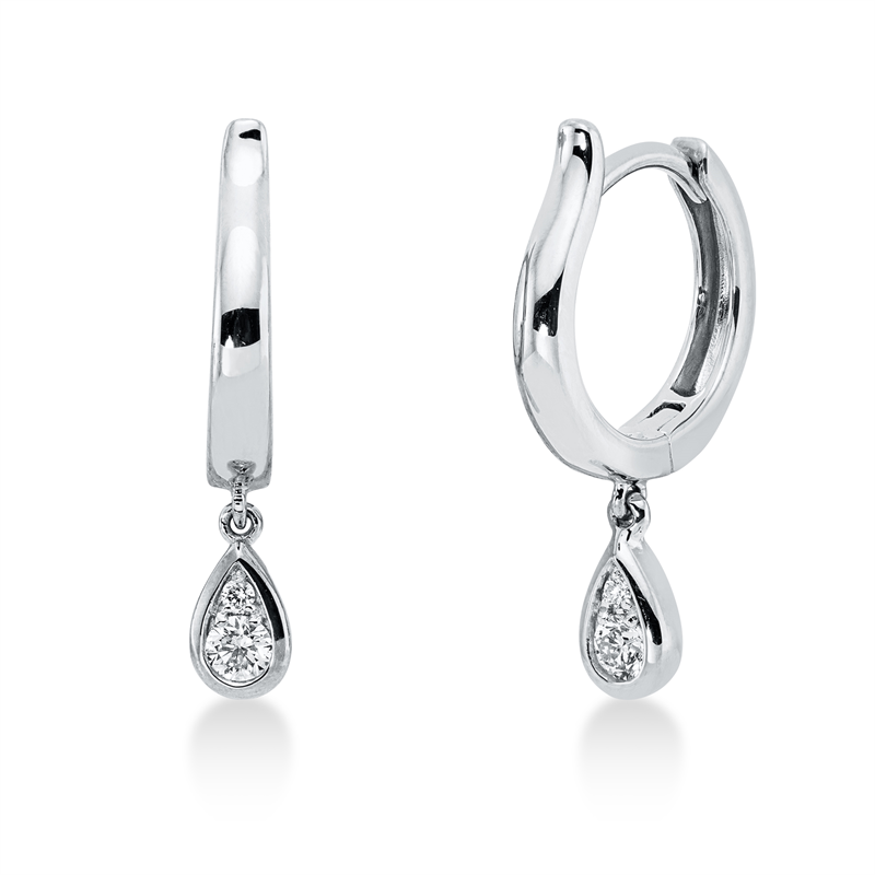 Creolen 18 kt WG, 2 Brill. 0,10 ct, TW-si, 2 Brill. 0,01 ct, TW-si