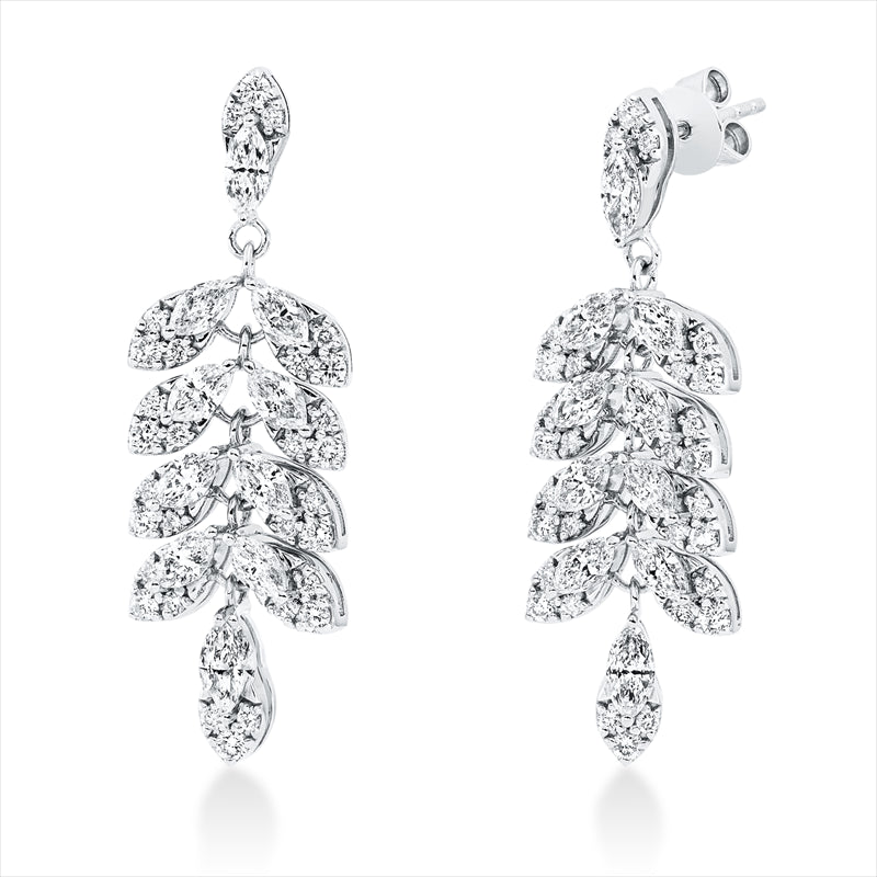 Ohrschmuck 18 kt WG, 40 Brill. 0,25 ct,4 Nav. 0,36 ct,16 Nav. 1,14 ct, 20 Brill. 0,30 ct, TW-si