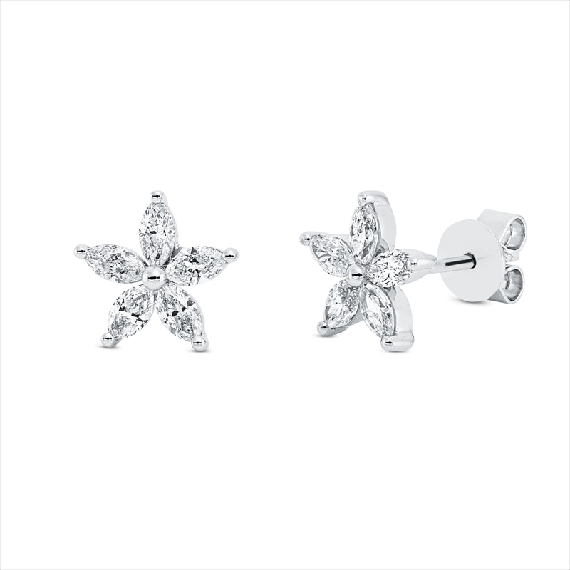 Ohrstecker 18 kt WG, 10 Nav. 0,51 ct, TW-si