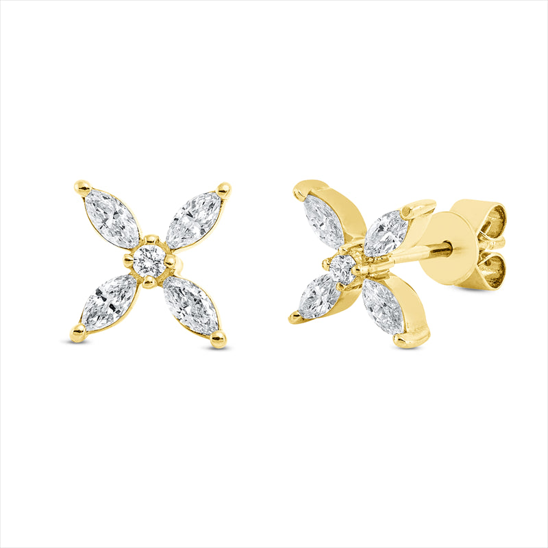 Ohrstecker 18 kt GG, 8 Nav. 0,41 ct, TW-vsi, 2 Brill. 0,04 ct, TW-si