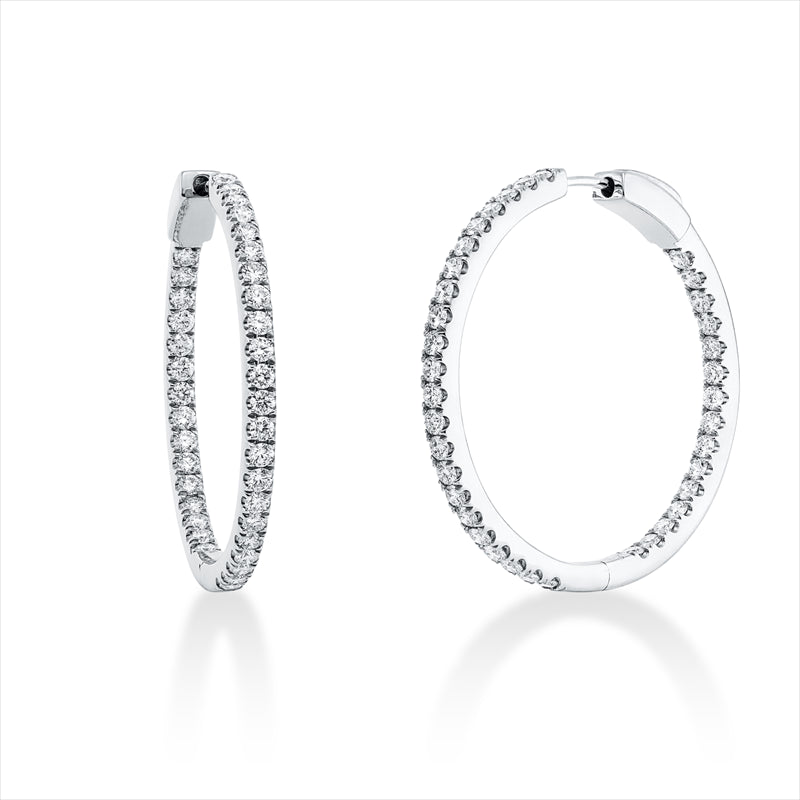 Creolen 18 kt WG, 74 Brill. 1,90 ct, TW-si