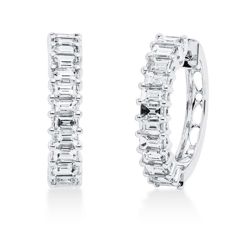 Creolen 18 kt WG, 24 Bag. 2,69 ct, TW-vsi