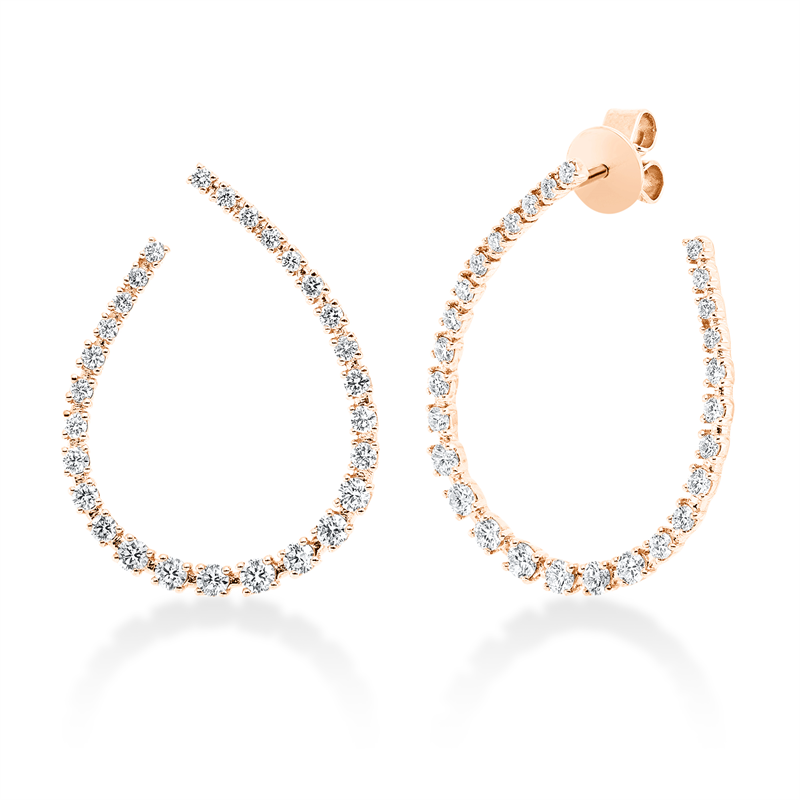 Ohrschmuck 18 kt RG, 56 Brill. 1,35 ct, TW-vsi