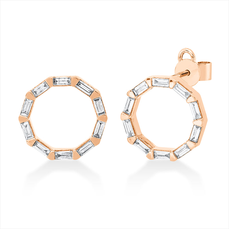 Creolen 18 kt RG, 20 Bag. 0,46 ct, TW-vsi