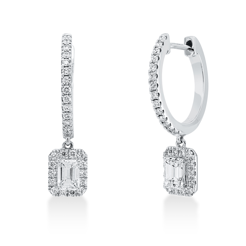Ohrschmuck 18 kt WG, 2 Sm.schliff 0,54 ct, TW-vsi, 56 Brill. 0,32 ct, TW-si