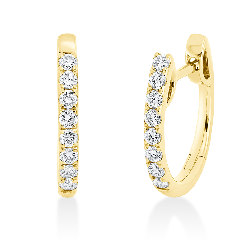 Creolen 18 kt GG, 16 Brill. 0,28 ct, TW-si
