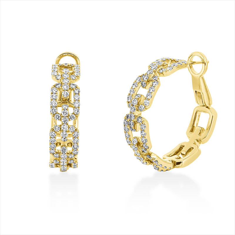 Creolen 18 kt GG, 146 Brill. 2,40 ct, TW-vsi