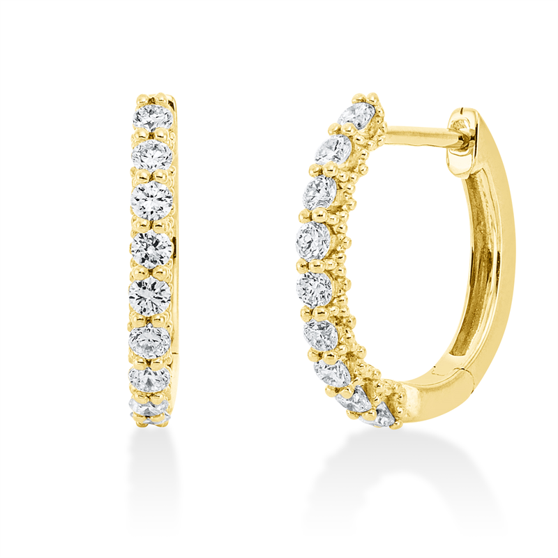 Creolen 18 kt GG, 18 Brill. 0,47 ct, TW-si