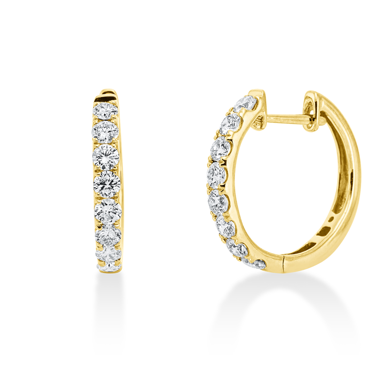 Creolen 18 kt GG, 16 Brill. 0,63 ct, W-pi