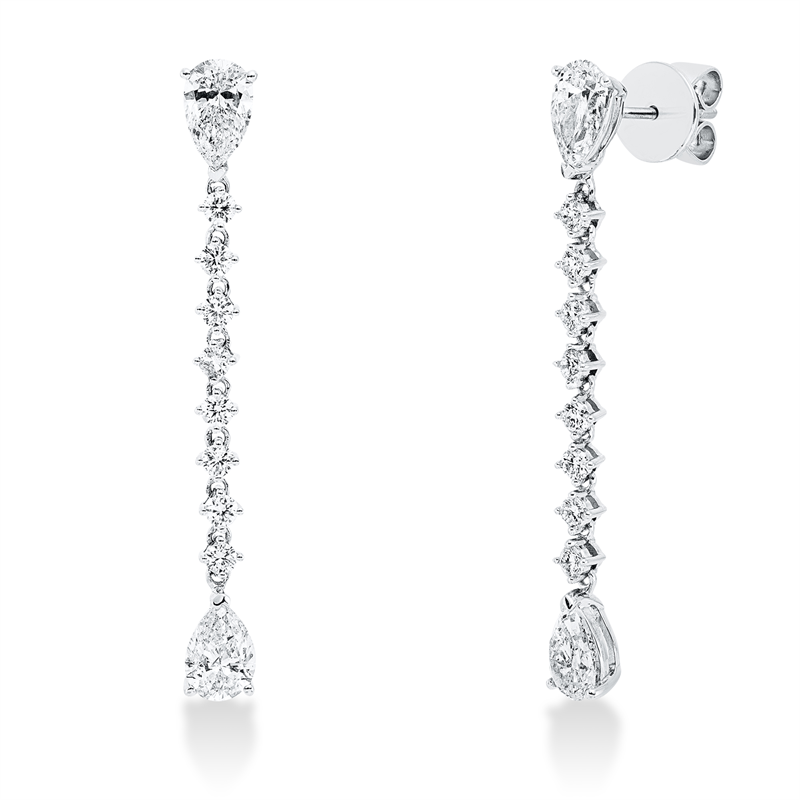 Ohrschmuck 18 kt WG, 4 Tropfen 1,98 ct, TW-si, 16 Brill. 0,55 ct, TW-si