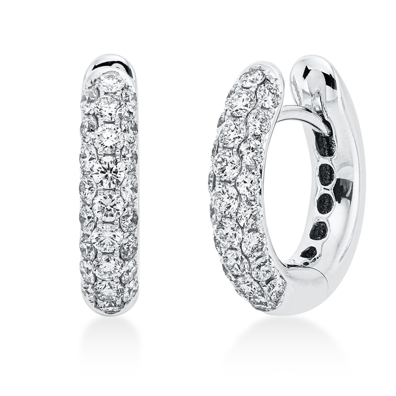 Creolen 18 kt WG, 50 Brill. 1,12 ct, TW-vsi