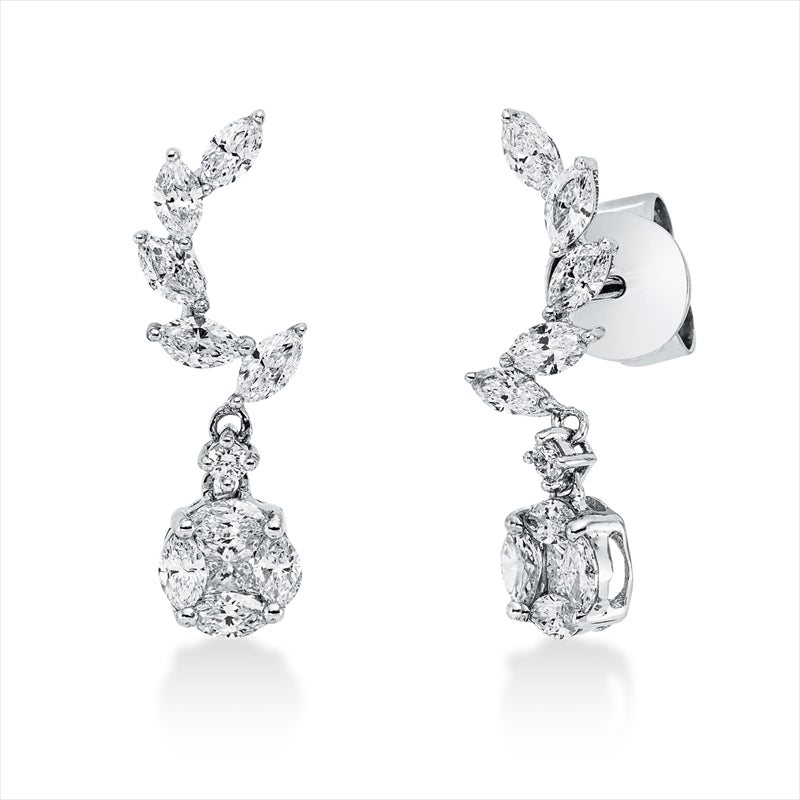 Ohrstecker 18 kt WG, 18 Nav. 0,87 ct, TW-vsi, 2 Princ. 0,19 ct, TW-vsi, 2 Brill. 0,04 ct, TW-si