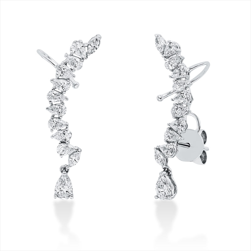 Ohrschmuck 18 kt WG, 2 Tropfen 0,48 ct, TW-vsi, 4 Nav. 0,17 ct, TW-vsi, 18 Tropfen 1,25 ct, TW-vsi