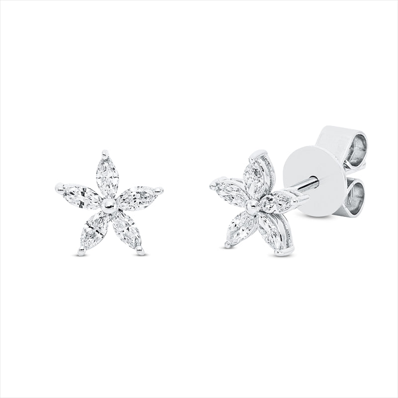 Ohrstecker 18 kt WG, 10 Nav. 0,37 ct, TW-vsi