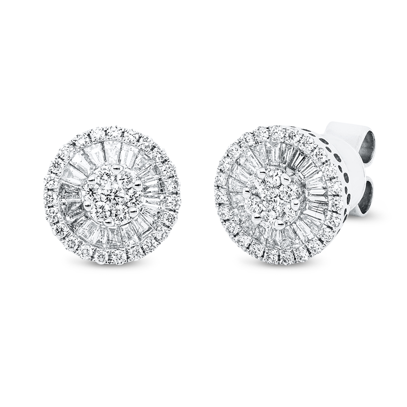 Ohrstecker 18 kt WG, 38 Trap. 0,37 ct, TW-si, 60 Brill. 0,32 ct, TW-si