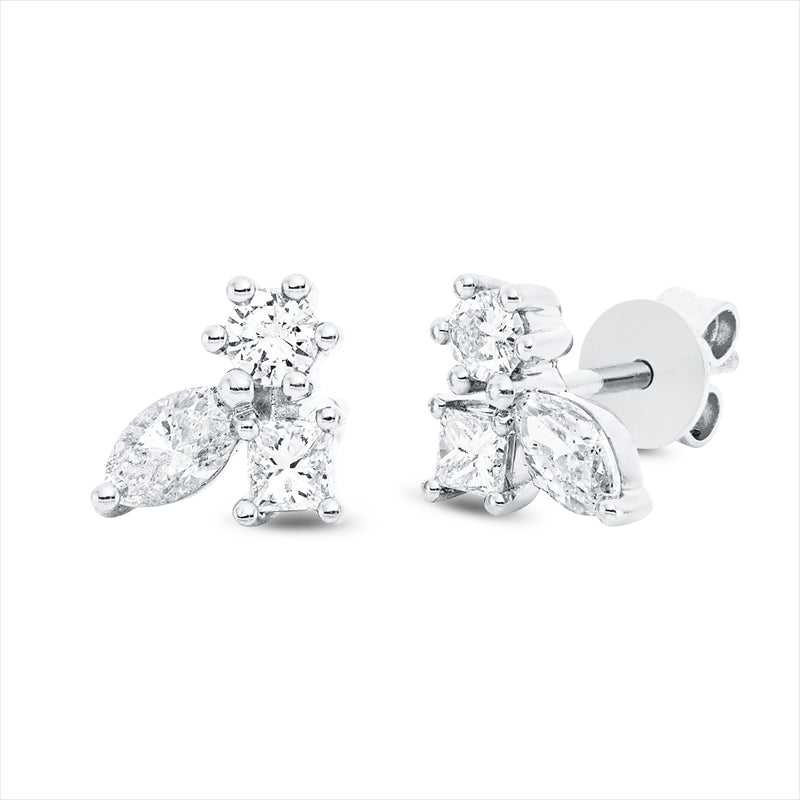 Ohrstecker 18 kt WG, 2 Nav. 0,34 ct, TW-si, 2 Princ. 0,16 ct, W-si, 2 Brill. 0,16 ct, W-pi