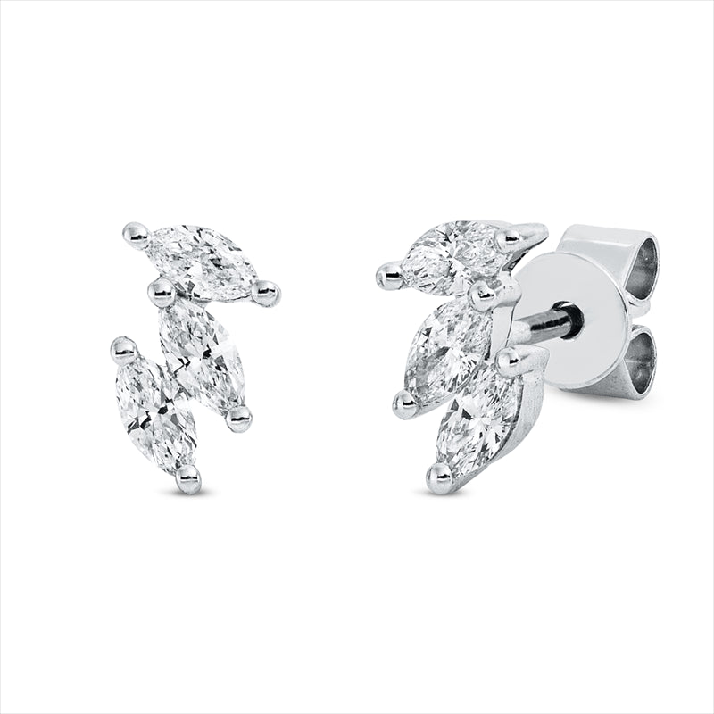 Ohrstecker 18 kt WG, 6 Nav. 0,35 ct, TW-si