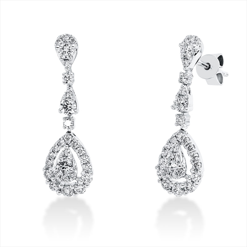 Ohrschmuck 18 kt WG, 8 Brill. 0,12 ct,6 Brill. 0,17 ct, 6 Brill. 0,33 ct, TW-si, 36 Brill. 0,22 ct, TW-si