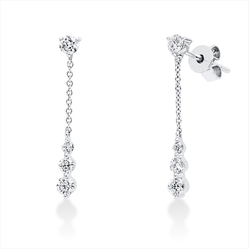 Ohrschmuck 18 kt WG, 2 Brill. 0,09 ct, F-vsi/si, 4 Brill. 0,29 ct, F-vsi/si, 2 Brill. 0,04 ct, F-vsi/si