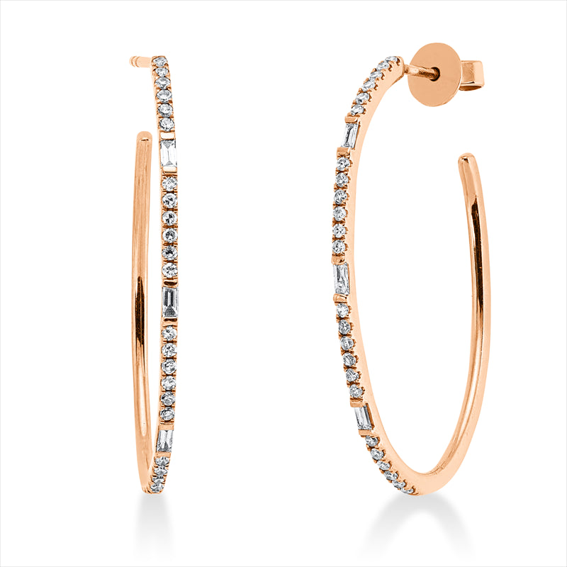 Ohrschmuck 14 kt RG, 6 Bag. 0,12 ct, F-vsi/si, 48 Dia. 0,29 ct, TW-pi