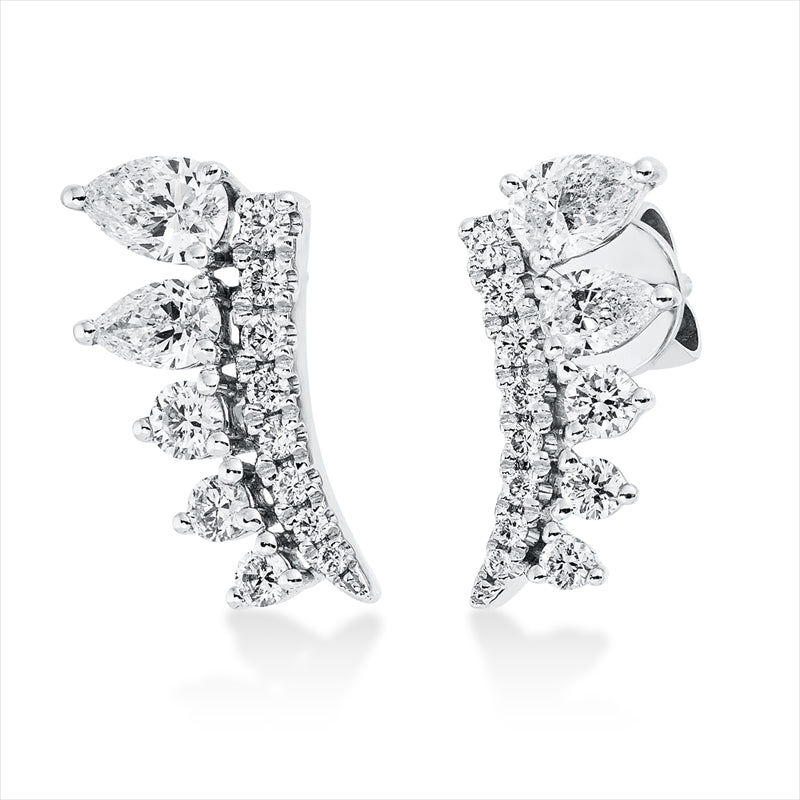 Ohrstecker 18 kt WG, 22 Brill. 0,30 ct, TW-si, 2 Tropfen 0,18 ct, F-vsi/si, 2 Tropfen 0,29 ct, F-vsi/si