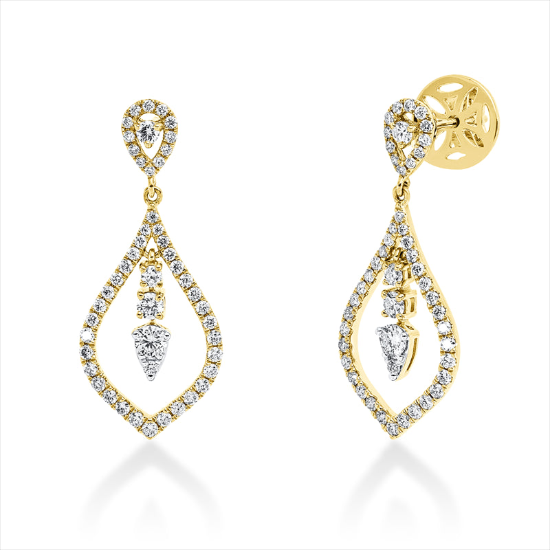 Ohrschmuck 18 kt GG,34 Brill. 0,32 ct, F-vsi/si, 58 Brill. 0,30 ct, F-vsi/si, 6 Brill. 0,28 ct, F-vsi/si