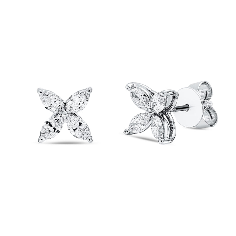 Ohrstecker 18 kt WG, 8 Nav. 0,82 ct, TW-vsi/si