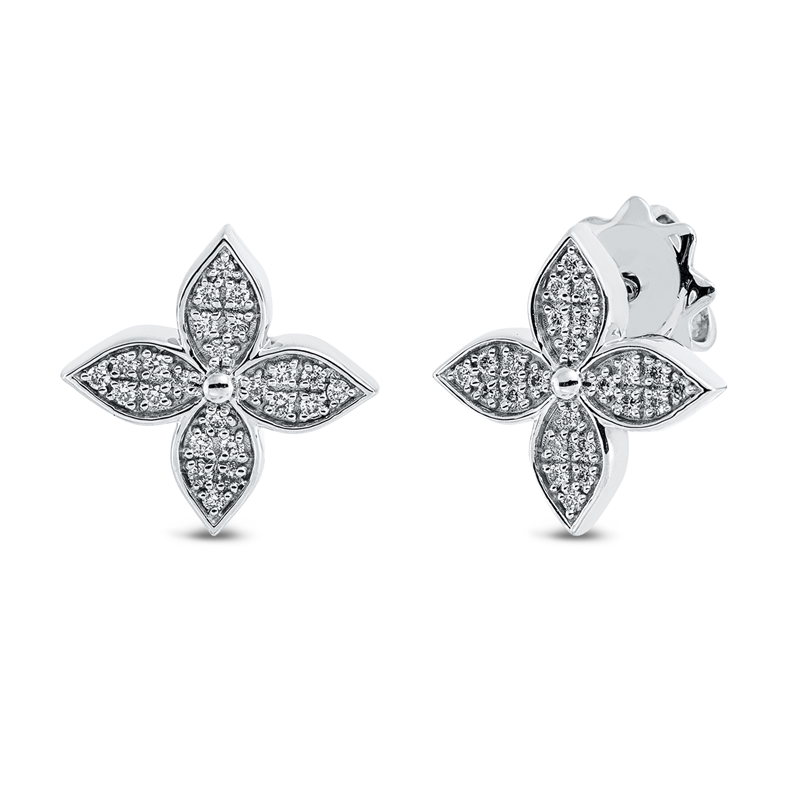 Ohrstecker 18 kt WG, 48 Brill. 0,15 ct, TW-si