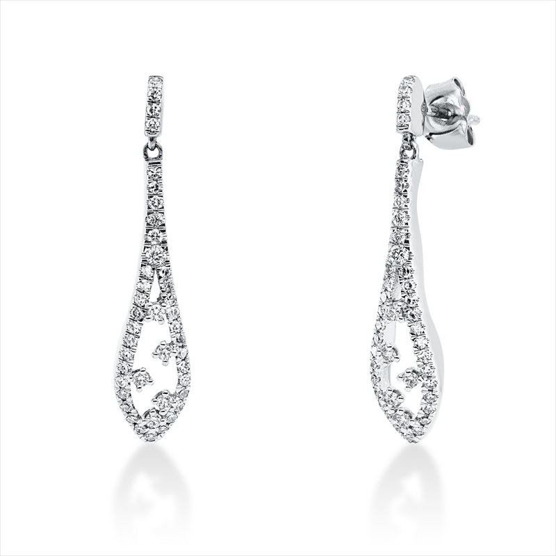 Ohrschmuck 18 kt WG, 2 Brill. 0,01 ct, TW-si, 16 Brill. 0,13 ct, TW-si, 66 Dia. 0,26 ct, TW-si