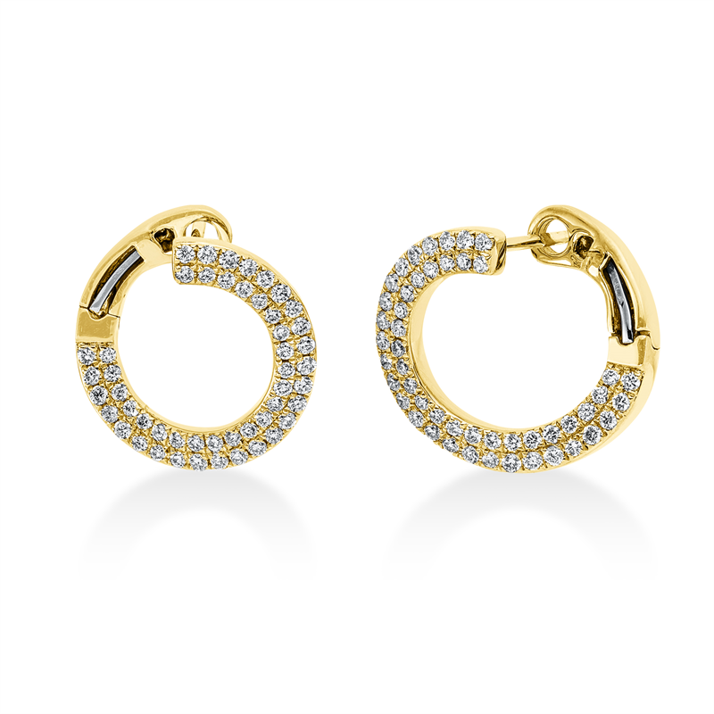 Ohrschmuck 18 kt GG, 46 Brill. 0,24 ct, TW-si, 52 Brill. 0,34 ct, TW-si