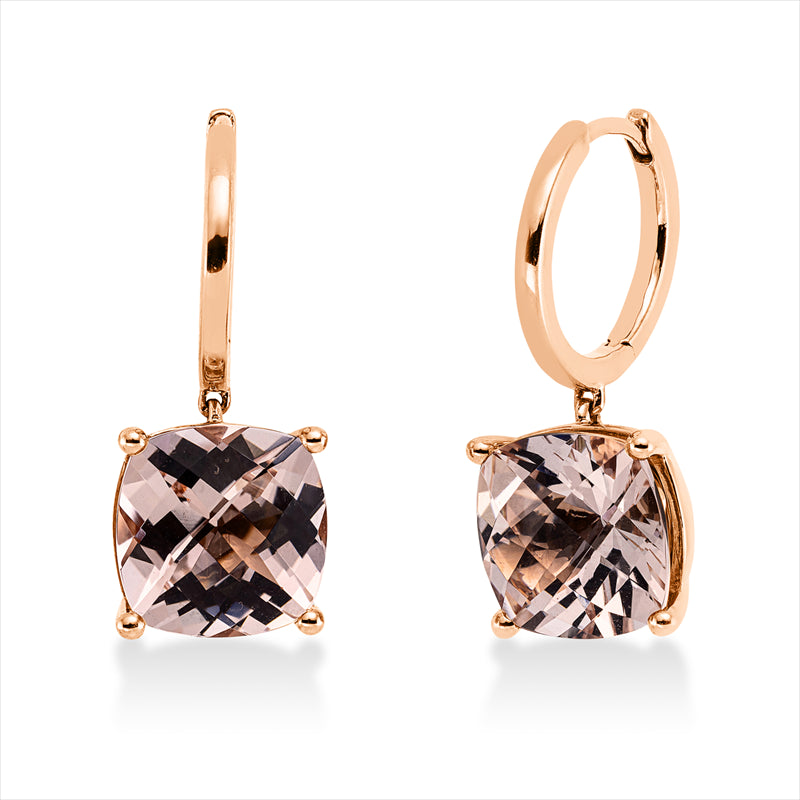 Ohrschmuck 18 kt RG, 2 Morganit 6,97 ct rosa