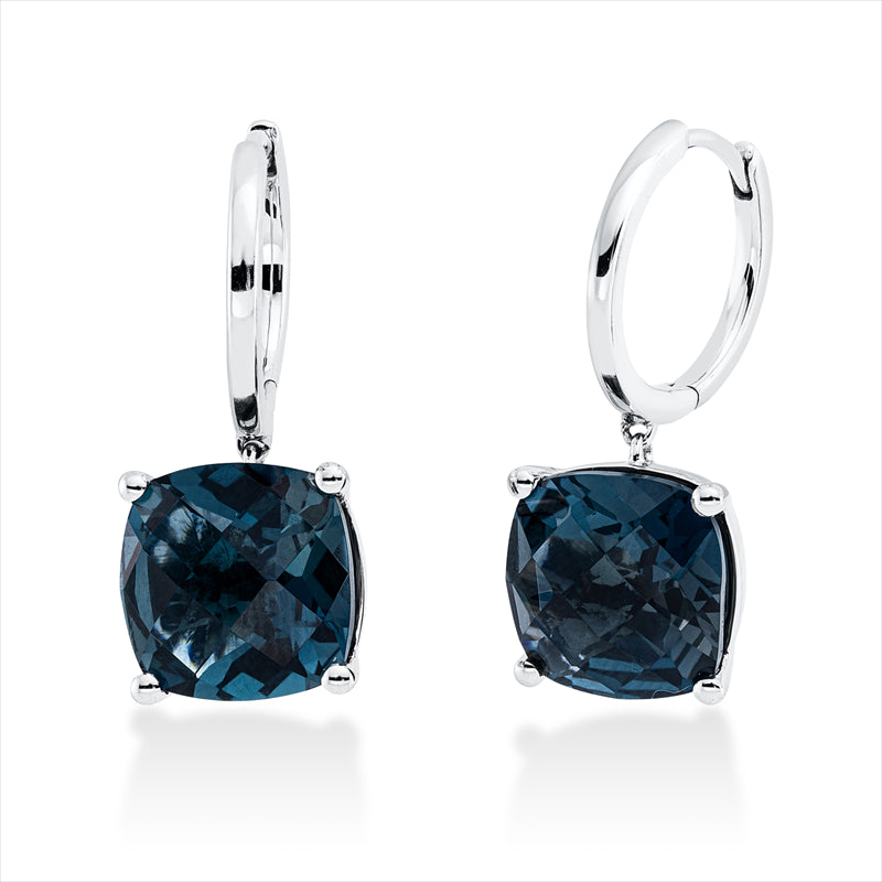 Ohrschmuck 18 kt WG, 2 Topase 8,68 ct Lond. blue