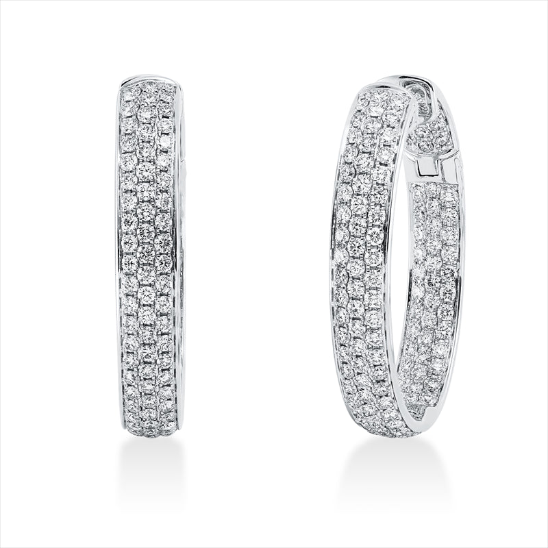 Creolen 18 kt WG, 240 Brill. 4,06 ct, TW-vsi