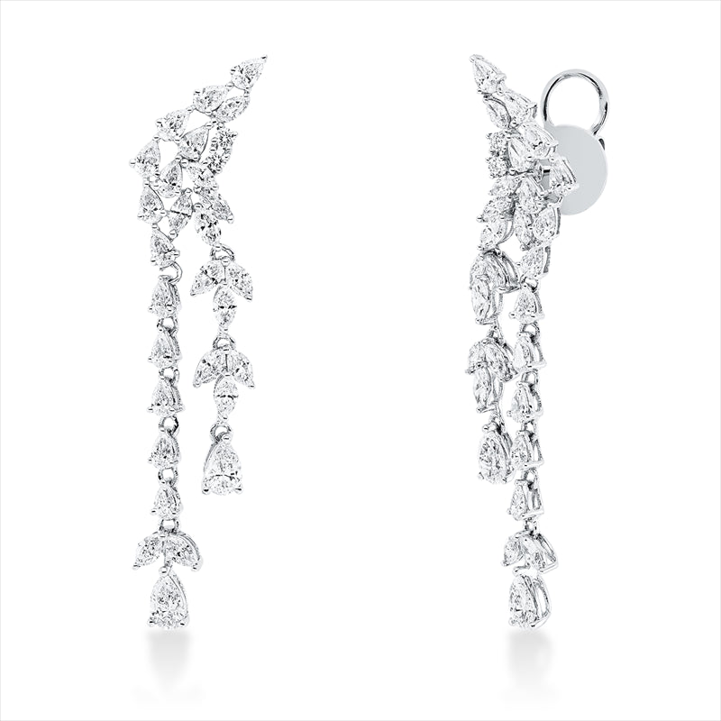 Ohrschmuck 18 kt WG, 26 Nav. 1,39 ct, TW-vsi, 30 Tropfen 2,25 ct, TW-vsi, 4 Brill. 0,08 ct, TW-si