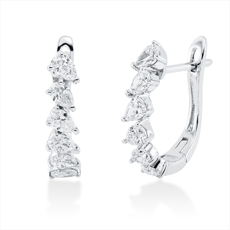 Creolen 18 kt WG, 12 Tropfen 0,84 ct, TW-vsi