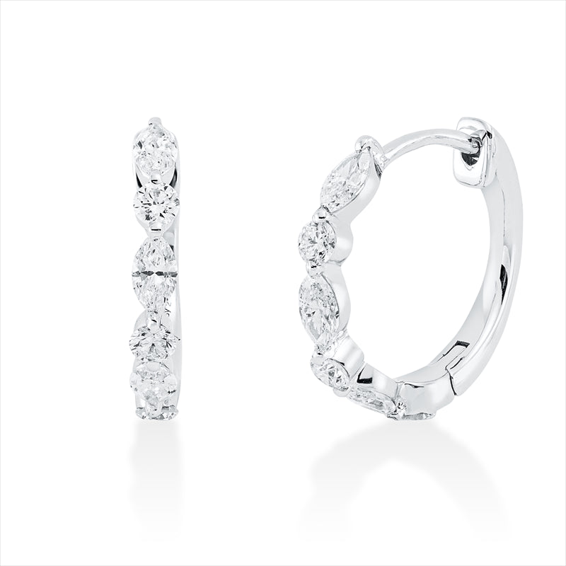 Creolen 18 kt WG, 6 Nav. 0,40 ct, TW-vsi, 6 Brill. 0,21 ct, TW-si