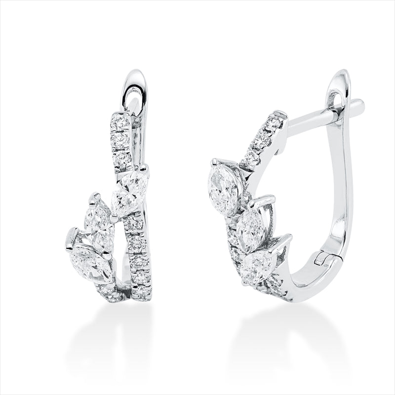 Creolen 18 kt WG, 6 Nav. 0,49 ct, TW-vsi, 24 Brill. 0,19 ct, TW-si