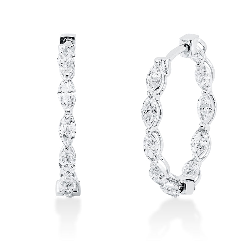 Creolen 18 kt WG, 20 Nav. 1,30 ct, TW-vsi