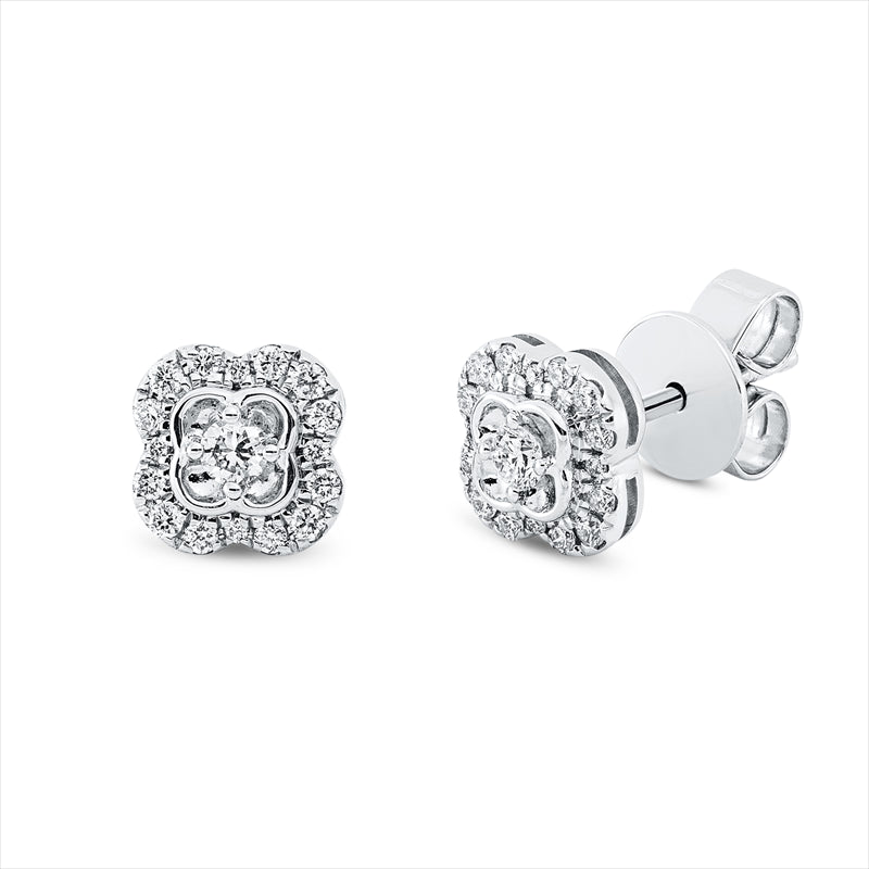 Ohrstecker 18 kt WG, 2 Brill. 0,09 ct, TW-si, 32 Brill. 0,19 ct, TW-si