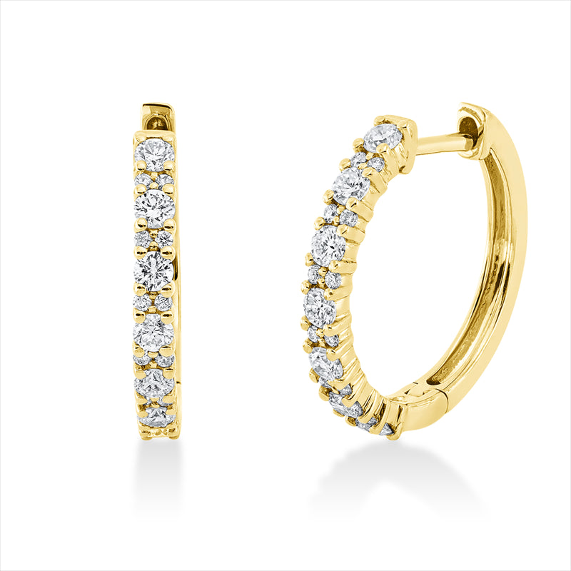 Creolen 18 kt GG, 14 Brill. 0,35 ct, TW-si, 24 Brill. 0,08 ct, TW-si