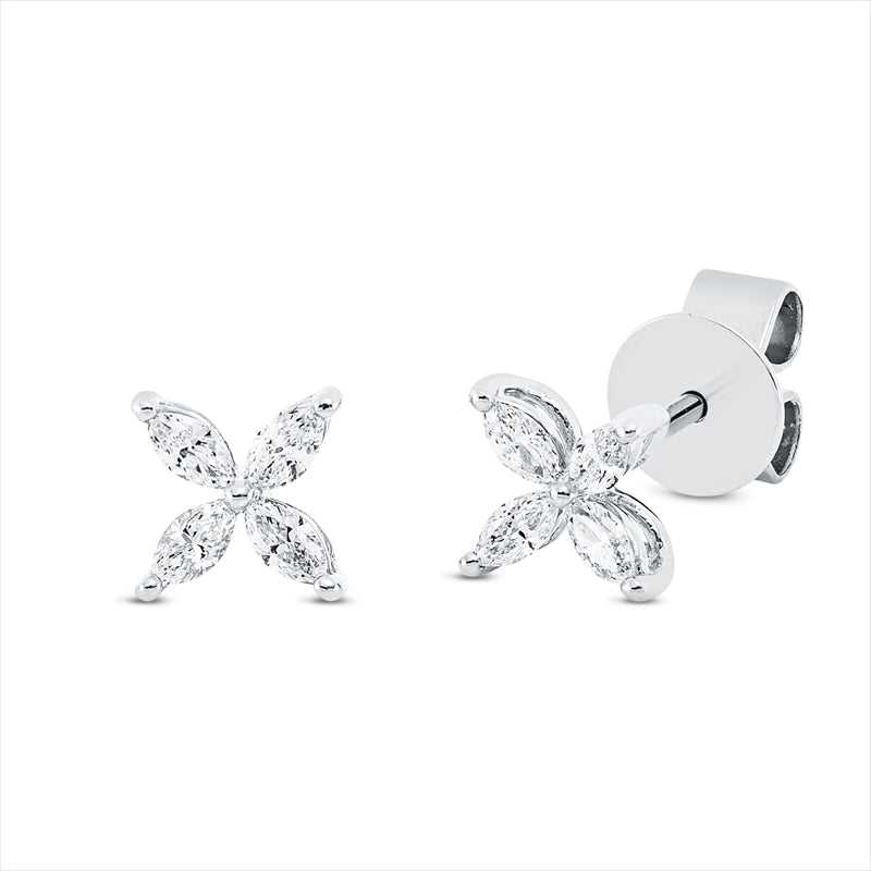 Ohrstecker 18 kt WG, 8 Nav. 0,23 ct, TW-si