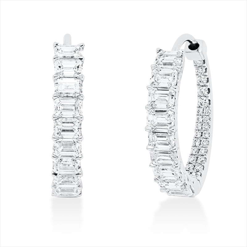 Creolen 18 kt WG, 18 Sm.schliff 2,47 ct, TW-vsi, 46 Brill. 0,26 ct, TW-vsi