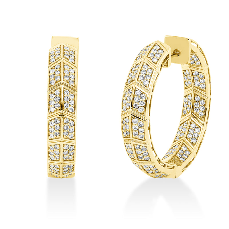 Creolen 18 kt GG, 284 Brill. 1,21 ct, TW-si