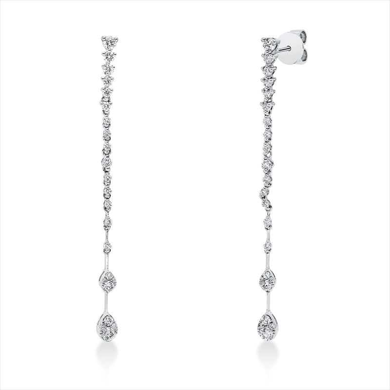 Ohrschmuck 18 kt WG, 29 Brill. 0,37 ct, TW-si, 9 Brill. 0,37 ct, TW-si, 8 Brill. 0,03 ct, TW-si