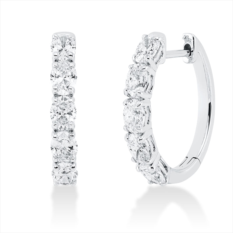 Creolen 18 kt WG, 10 Oval 1,64 ct, TW-si